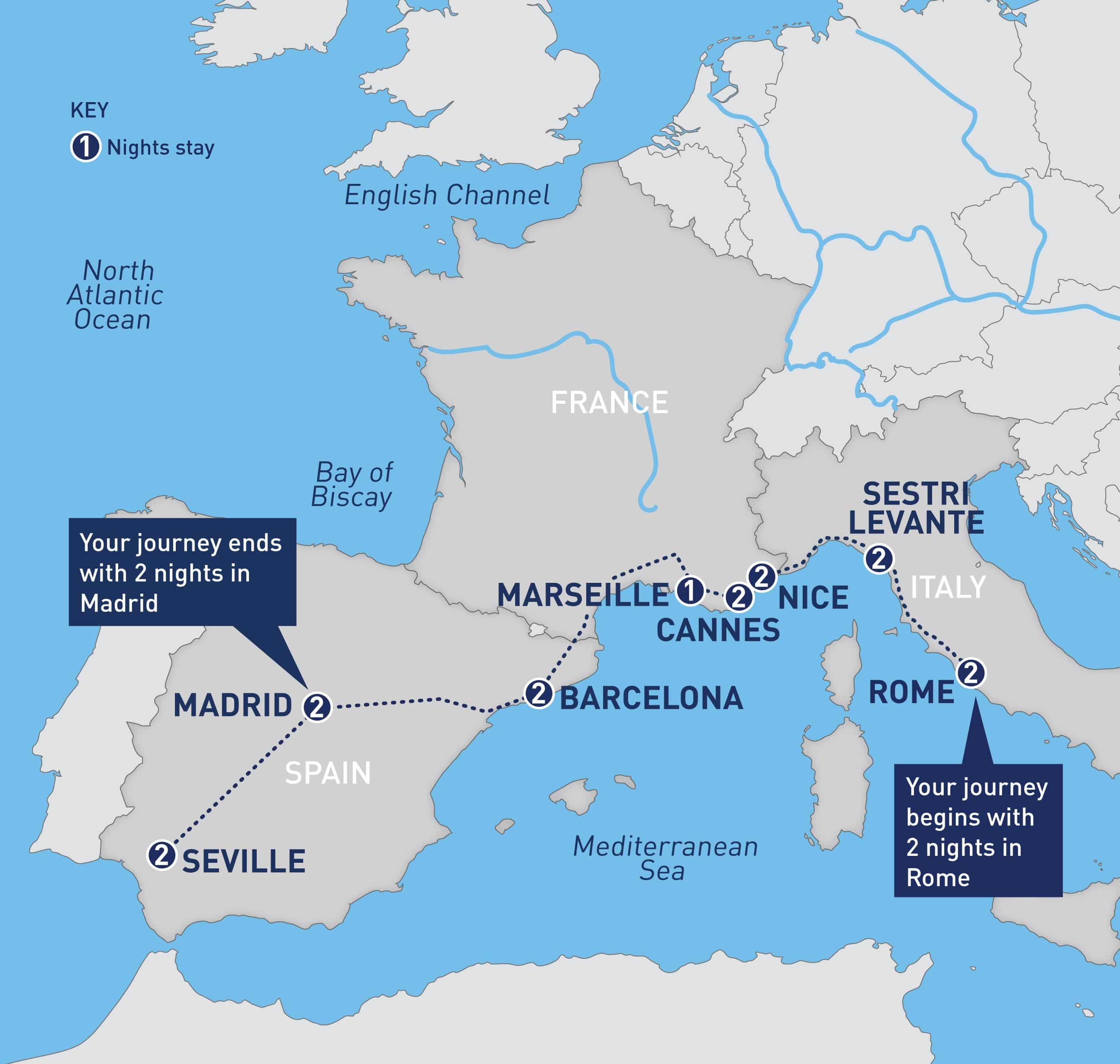 Itinerary of mapped out spots