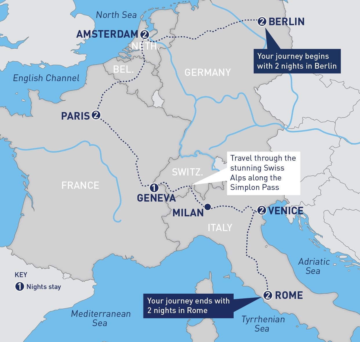 Itinerary of Amsterdam, Rome, and Paris