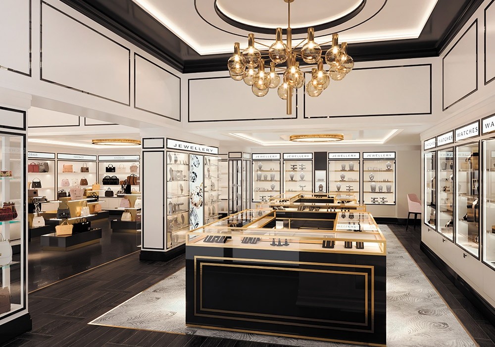 shopping store with display cases on a cruise ship
